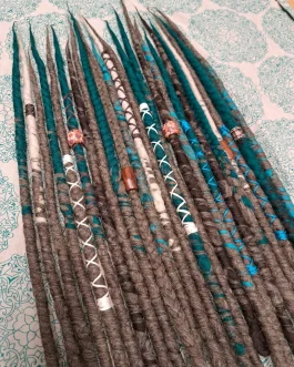 Wool Dreadlocks Made to order, Brown and Teal