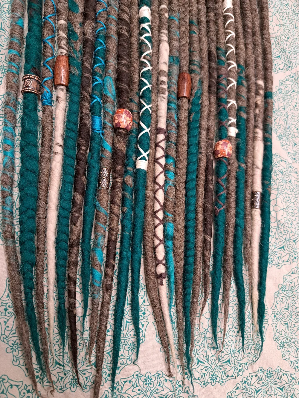 Wool Dreadlocks Made to order, Brown and Teal - Image 3