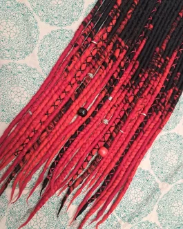 Wool Dreadlocks Made to order, Red and Black